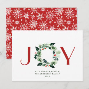Cartão De Festividades JOY Festive Holly Berry Grinalda Saudação de Natal