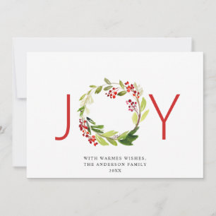 Cartão De Festividades JOY Festivo Azevinho Bagas Coroa de Natal Saudação