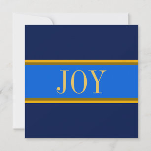 Cartão De Festividades JOY Festivo Azul Real Naval Amarelo Dourado Listra