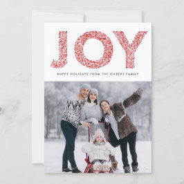 Cartão De Festividades Joy Foliage Typografia Red Christmas Photo