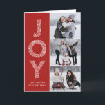 Cartão De Festividades Joy Foliage Typografia Red Christmas Photo Collage<br><div class="desc">Cartão de Férias de Colagem de Fotos de Natal Vermelho com Tipografia Foliage | Envie Cartões de natal com este cartão de colagem de fotos de feriado caprichoso. Apresenta a tipografia decorativa de folhagem JOY e o padrão festivo. Outras cores estão disponíveis.</div>