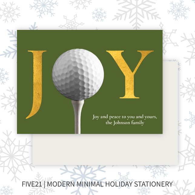 Cartão De Festividades Joy Golf Moderno e Natal Verde (Criador carregado)