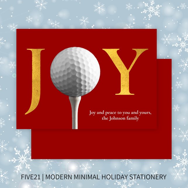 Cartão De Festividades Joy Golf Moderno e Natal Vermelho da Paz (Criador carregado)