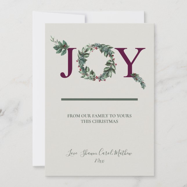 Cartão De Festividades Joy Holidays Greeting Card (Frente)