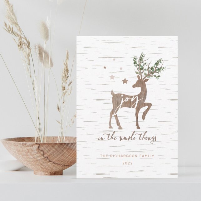 Cartão De Festividades Joy In The Simple Things Birch Latido Woodgrain De (Criador carregado)