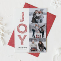 JOY Lettering Red Christmas Photo Collage