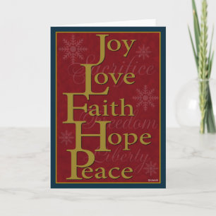 Cartão De Festividades Joy Love Faith Hope Peace Christmas Card