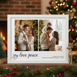 Cartão De Festividades Joy Love Peace Minimalist Family Christmas card