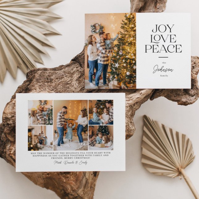 Cartão De Festividades Joy Love Peace Typografia Paisagem Natal (Criador carregado)