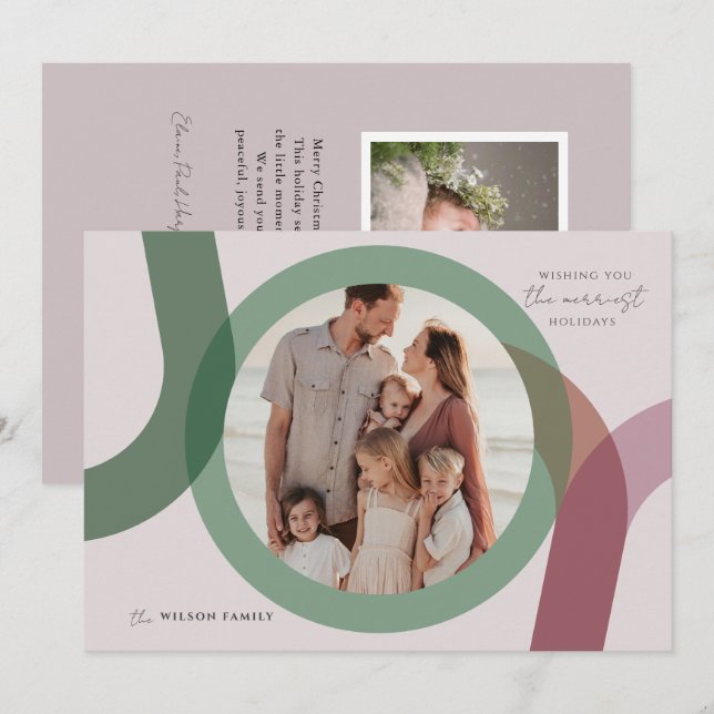 Cartão De Festividades JOY Modern 2 Foto Natal (Frente/Verso)