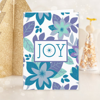 Cartão De Festividades Joy Modern Botânica Floral Natal