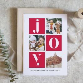 Cartão De Festividades Joy Modern Typography Multi Photo Holiday Photo
