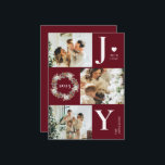 Cartão De Festividades Joy Na moda Modern Photo Collage | Natal Vermelho<br><div class="desc">Este moderno Cartão de Férias de Natal combina designs elegantes e em tendência com a beleza eterno do verde-escuro da floresta. Inspirado nos estilos escandinavo e nórdico, é perfeito para criar uma vibração agradável e moderna. Com um design na moda moderno, é o modelo perfeito para mostrar sua foto de...</div>
