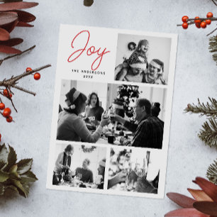 Cartão De Festividades Joy Natal Saudação Moderna da Família de Fotogra