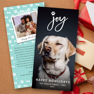 Cartão De Festividades Joy Paw Imprime Pincel Script Dog Pet Foto Lover