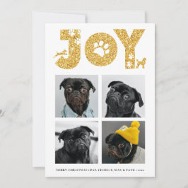 Cartão De Festividades JOY Paws Dourado | Pet Aproxima Quatro Colagem Fot