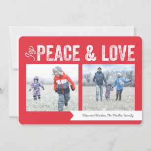 Cartão De Festividades Joy Peace Love Banner 2-Photo Holiday