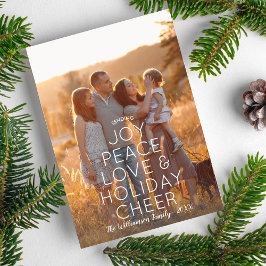 Cartão De Festividades Joy Peace Love Holiday Cheer Modern Photo