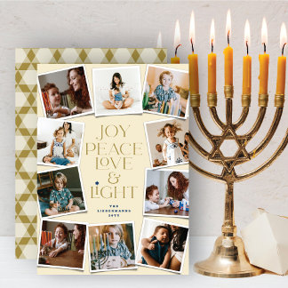 Cartão De Festividades Joy Peace Love & Light Hanukkah 10 Foto instantâne