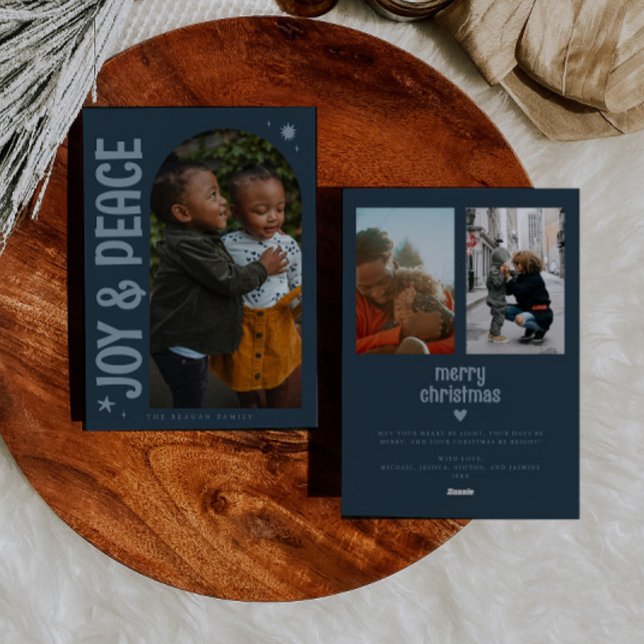 Cartão De Festividades Joy & Peace Minimalist Blue Arch (Criador carregado)