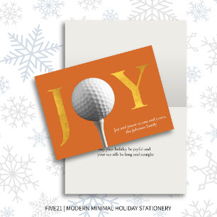 Cartão De Festividades Joy & Peace Orange do Golfe moderno e o Natal dobr