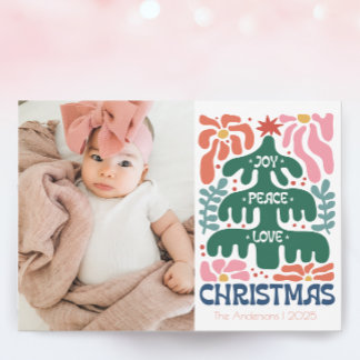 Cartão De Festividades Joy Peace Retro Christmas