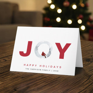 Cartão De Festividades Joy Red Cardinal Watercolor Natal