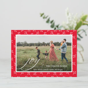 Cartão De Festividades Joy Red Frame Berry - Foto do Natal