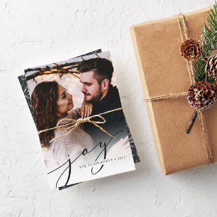 Cartão De Festividades Joy Script Natal Vertical Elegante