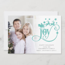 Joy Teal Papais noeis Sleigh Script Foto de Natal