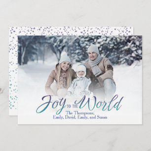 Cartão De Festividades Joy to the World Calliografia Script Blue 1 Photo