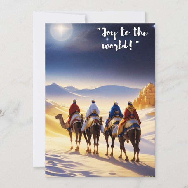 Cartão De Festividades Joy to the World: Camel Atravessa o Deserto (Frente)