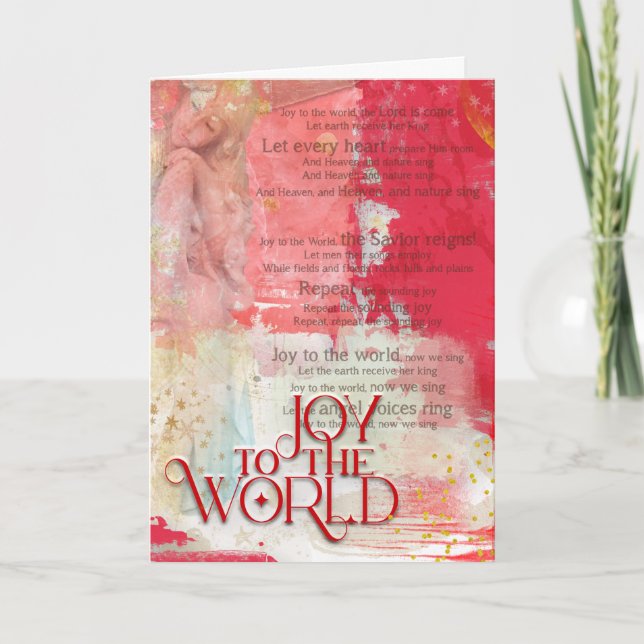 Cartão De Festividades Joy To The World Christmas Carol Lyrics Angel (Frente)