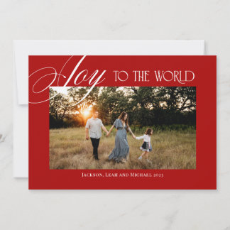 Cartão De Festividades Joy to the World Christmas Design Red