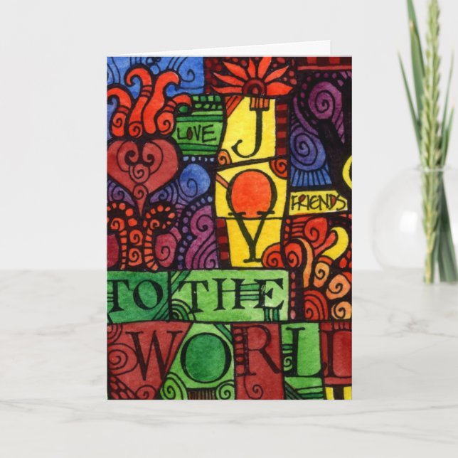 Cartão De Festividades Joy to the World Christmas / Holiday Card (Frente)