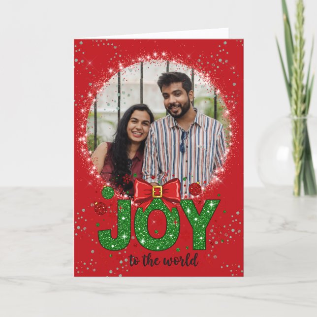 Cartão De Festividades Joy To The World Christmas Photo (Frente)