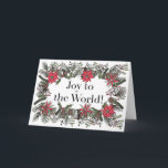 Cartão De Festividades Joy to the World Christmas Wreath Card<br><div class="desc">Spread some Christmas cheer this festive season with this beautiful hand-illustrated wreath card!</div>