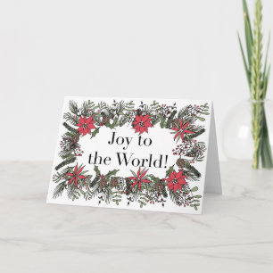 Cartão De Festividades Joy to the World Christmas Wreath Card