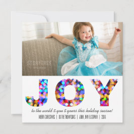 Cartão De Festividades Joy to the World Colorful Sparkly Holiday Photo