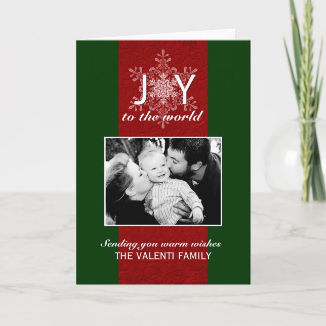 Cartão De Festividades Joy to the World Customizable Photo Greeting Card  (Frente)