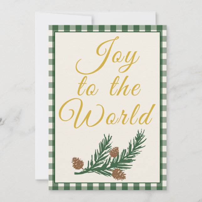 Cartão De Festividades Joy To The World - Deep Pine Green (Frente)