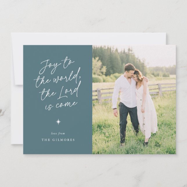 Cartão De Festividades Joy to the World Handwriting Religious Christmas (Frente)