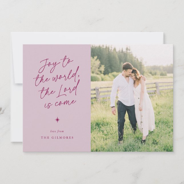 Cartão De Festividades Joy to the World Handwriting Religious Christmas (Frente)