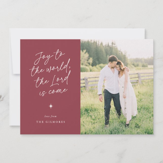 Cartão De Festividades Joy to the World Handwriting Religious Christmas (Frente)