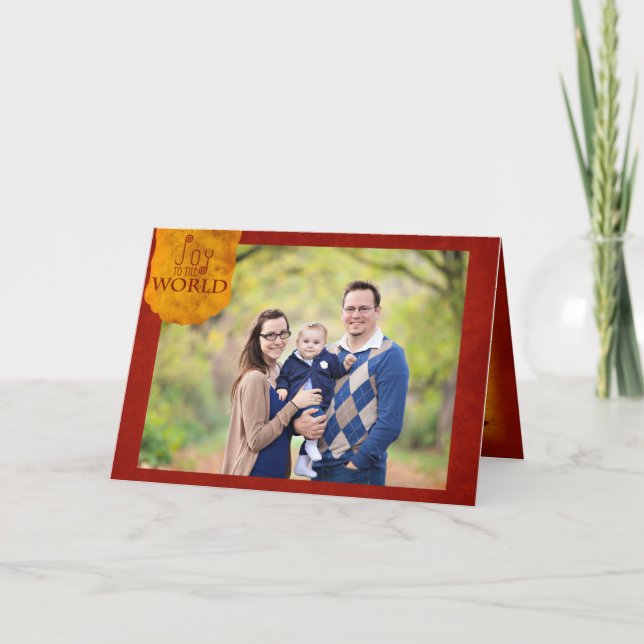 Cartão De Festividades Joy to the World Holiday 5 Foto 5x7 (Frente)