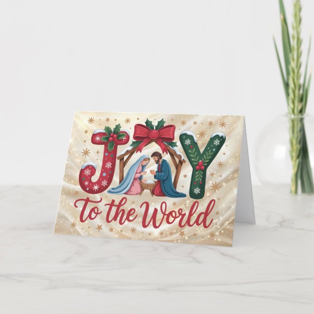 Cartão De Festividades Joy To the World Holy Family (Frente)