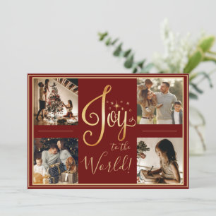 Cartão De Festividades Joy to the World Photo Christmas Holiday Card (Joy