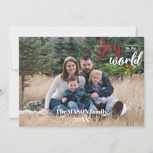 Cartão De Festividades Joy To The World Photo Holiday Card (Frente)