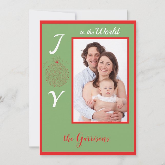 Cartão De Festividades Joy to the World Photo Holiday Flat Card (Frente)