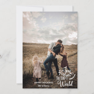 Cartão De Festividades Joy To The World Script Custom Photo